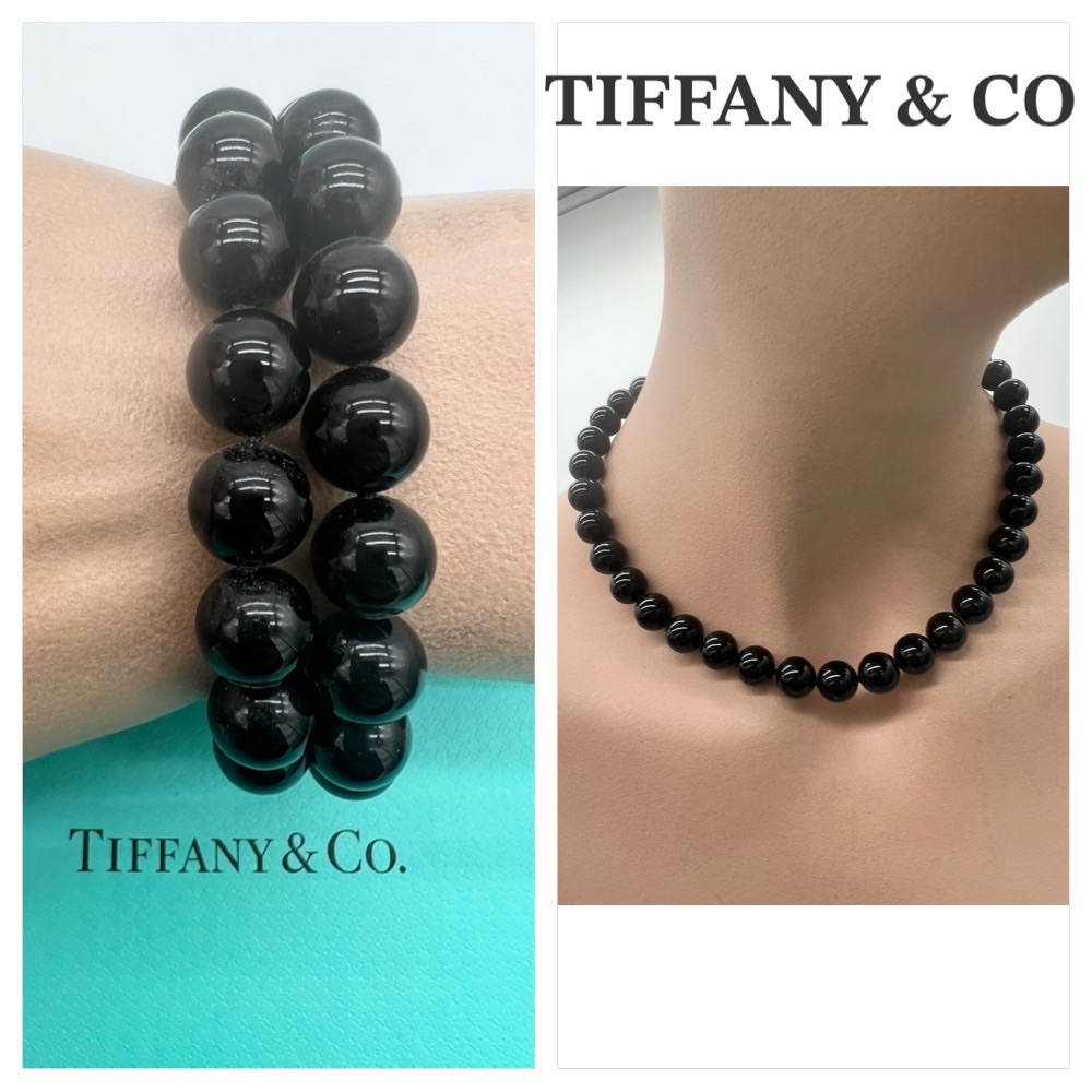 🔴Authentic Tiffany & Co. VINTAGE Sterling Silver Onyx Beads Necklace🔴 - Picture 2 of 8